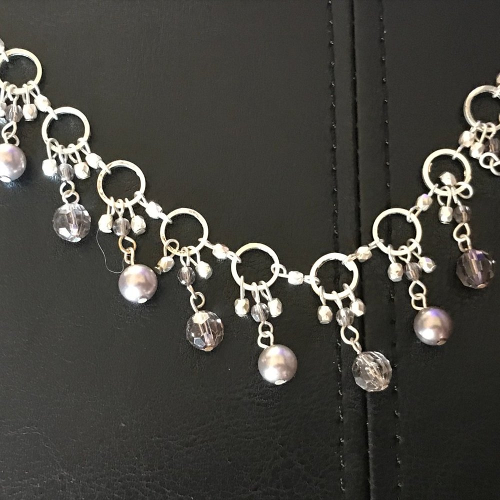 Women Necklace Silver Tone Fashion Jewelry Purple - Picture 7 of 9